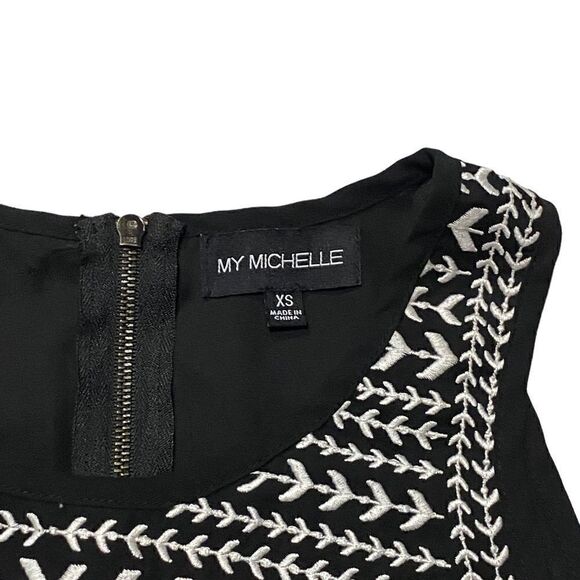 My Michelle Black and White Embroidered Tank Top - Picture 5 of 7